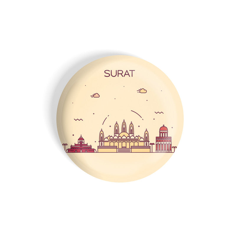 dhcrafts Round Fridge Magnet Brown Color Surat Glossy Finish Design Pack of 1 (58 mm)